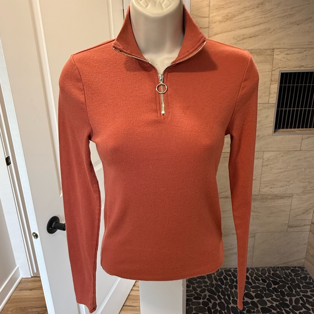 Aero Women's Orange Zip-Up Top